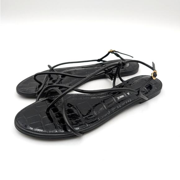 SCHUTZ Shoes - Schutz Malta Leather Strappy Flat Sandals Women's Black Size US10B EU40